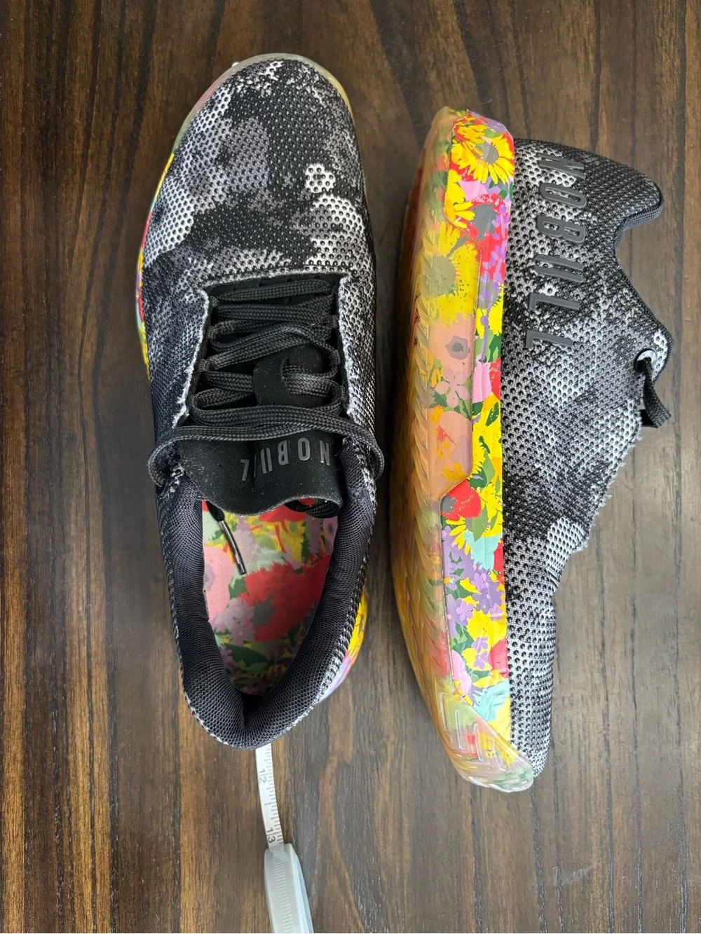 NOBULL Floral Trainer Black White CrossFit Shoes Womens 9 Mens 7.5